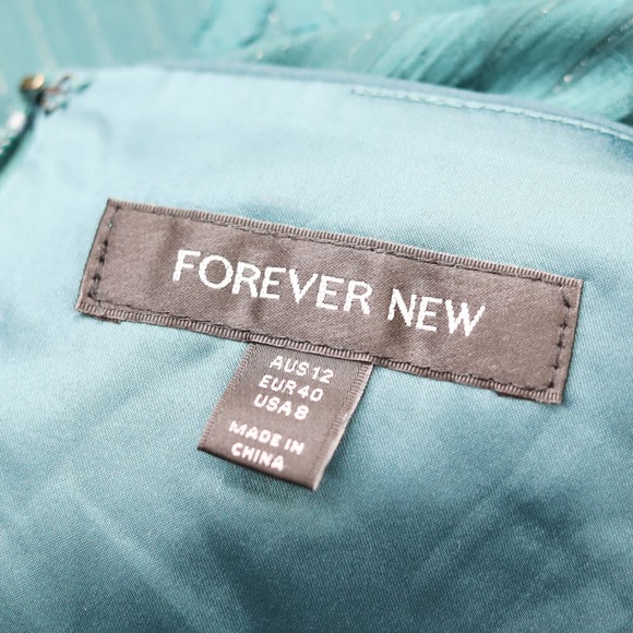 Forever New Teal Dress with Lace Accents Boho Chic - Picture 4 of 6